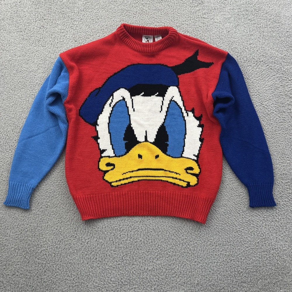Vintage 90s Micky & Co Donald Duck Knit Sweater Retro Disney Men's Medium